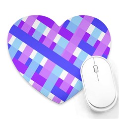 Geometric Plaid Gingham Diagonal Heart Mousepads by Simbadda