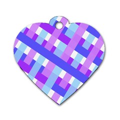 Geometric Plaid Gingham Diagonal Dog Tag Heart (two Sides) by Simbadda