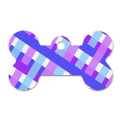 Geometric Plaid Gingham Diagonal Dog Tag Bone (two Sides)