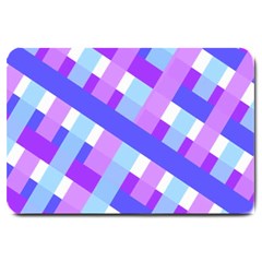 Geometric Plaid Gingham Diagonal Large Doormat  by Simbadda