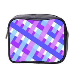 Geometric Plaid Gingham Diagonal Mini Toiletries Bag 2-side by Simbadda