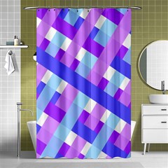 Geometric Plaid Gingham Diagonal Shower Curtain 48  X 72  (small) 