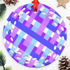 Geometric Plaid Gingham Diagonal Ornament (round Filigree)