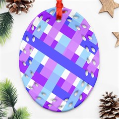 Geometric Plaid Gingham Diagonal Ornament (oval Filigree)