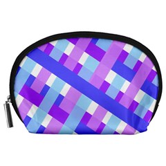 Geometric Plaid Gingham Diagonal Accessory Pouches (large) 