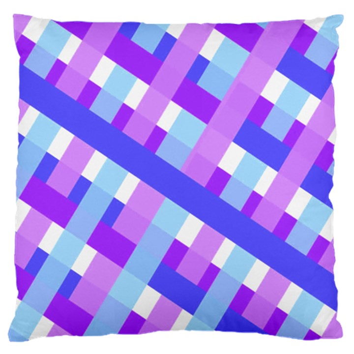 Geometric Plaid Gingham Diagonal Large Flano Cushion Case (One Side)