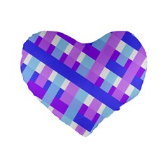 Geometric Plaid Gingham Diagonal Standard 16  Premium Flano Heart Shape Cushions