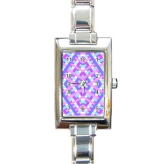 Geometric Gingham Merged Retro Pattern Rectangle Italian Charm Watch