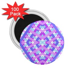 Geometric Gingham Merged Retro Pattern 2 25  Magnets (100 Pack)  by Simbadda