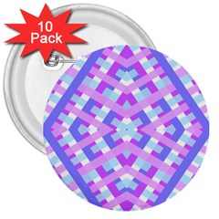 Geometric Gingham Merged Retro Pattern 3  Buttons (10 Pack) 