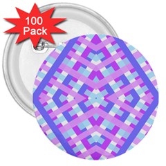 Geometric Gingham Merged Retro Pattern 3  Buttons (100 Pack) 