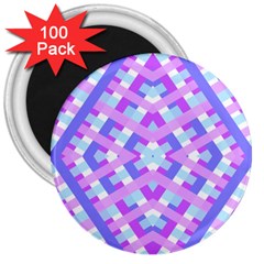 Geometric Gingham Merged Retro Pattern 3  Magnets (100 Pack)