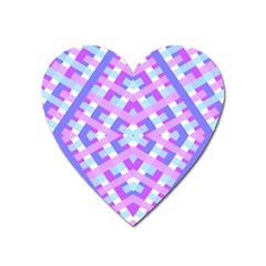 Geometric Gingham Merged Retro Pattern Heart Magnet