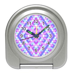 Geometric Gingham Merged Retro Pattern Travel Alarm Clocks by Simbadda