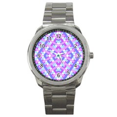 Geometric Gingham Merged Retro Pattern Sport Metal Watch