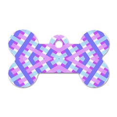 Geometric Gingham Merged Retro Pattern Dog Tag Bone (one Side)