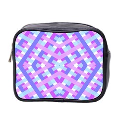 Geometric Gingham Merged Retro Pattern Mini Toiletries Bag 2-side