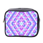 Geometric Gingham Merged Retro Pattern Mini Toiletries Bag 2-Side Front