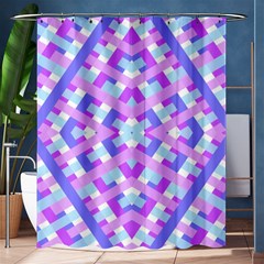 Geometric Gingham Merged Retro Pattern Shower Curtain 60  X 72  (medium) 