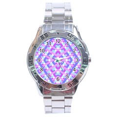 Geometric Gingham Merged Retro Pattern Stainless Steel Analogue Watch