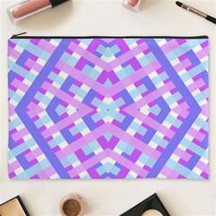 Geometric Gingham Merged Retro Pattern Cosmetic Bag (xxxl)  by Simbadda