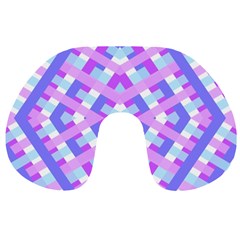 Geometric Gingham Merged Retro Pattern Travel Neck Pillows by Simbadda