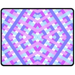 Geometric Gingham Merged Retro Pattern Double Sided Fleece Blanket (medium) 