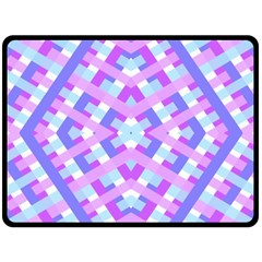 Geometric Gingham Merged Retro Pattern Double Sided Fleece Blanket (large) 