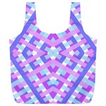 Geometric Gingham Merged Retro Pattern Full Print Recycle Bags (L)  Front