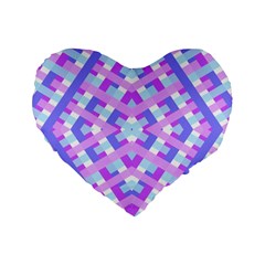 Geometric Gingham Merged Retro Pattern Standard 16  Premium Flano Heart Shape Cushions