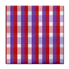 Gingham Pattern Checkered Violet Tile Coasters by Simbadda