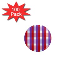 Gingham Pattern Checkered Violet 1  Mini Magnets (100 Pack) 