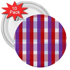 Gingham Pattern Checkered Violet 3  Buttons (10 Pack) 