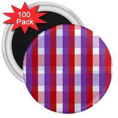 Gingham Pattern Checkered Violet 3  Magnets (100 Pack)