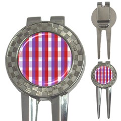 Gingham Pattern Checkered Violet 3-in-1 Golf Divots