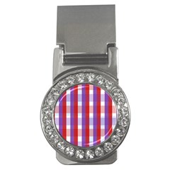 Gingham Pattern Checkered Violet Money Clips (cz)  by Simbadda