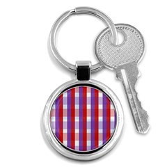 Gingham Pattern Checkered Violet Key Chains (round)  by Simbadda