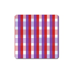 Gingham Pattern Checkered Violet Square Magnet by Simbadda