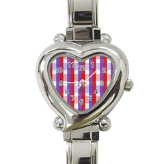 Gingham Pattern Checkered Violet Heart Italian Charm Watch by Simbadda