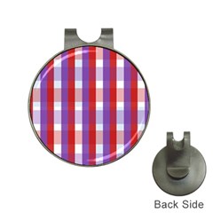 Gingham Pattern Checkered Violet Hat Clips With Golf Markers