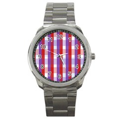 Gingham Pattern Checkered Violet Sport Metal Watch by Simbadda