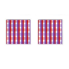 Gingham Pattern Checkered Violet Cufflinks (square) by Simbadda