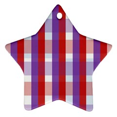 Gingham Pattern Checkered Violet Star Ornament (two Sides) by Simbadda