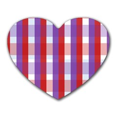 Gingham Pattern Checkered Violet Heart Mousepads by Simbadda