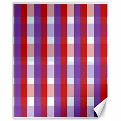 Gingham Pattern Checkered Violet Canvas 11  X 14   by Simbadda