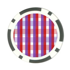 Gingham Pattern Checkered Violet Poker Chip Card Guard by Simbadda