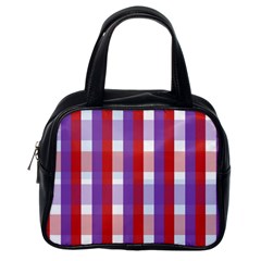 Gingham Pattern Checkered Violet Classic Handbags (one Side) by Simbadda