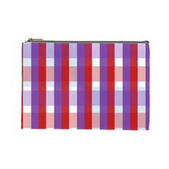 Gingham Pattern Checkered Violet Cosmetic Bag (large)  by Simbadda