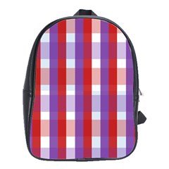 Gingham Pattern Checkered Violet School Bags(large) 