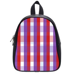 Gingham Pattern Checkered Violet School Bags (small) 